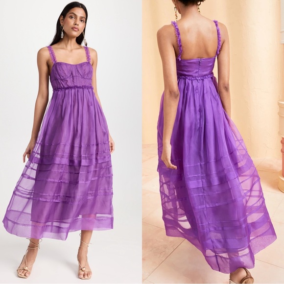 Ulla Johnson Priscilla Silk Midi Dress Size 0 NWT Cassis Purple - Picture 2 of 7